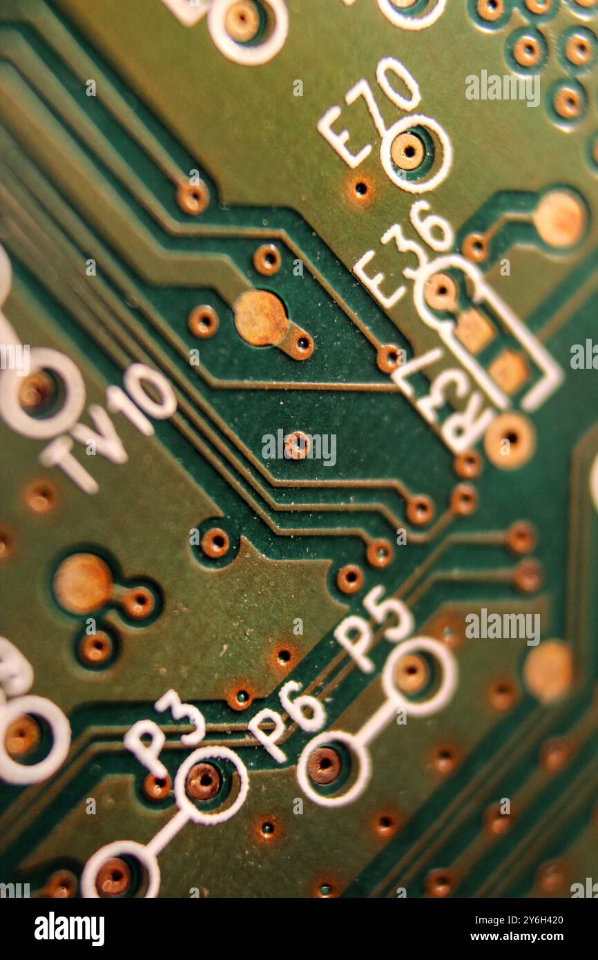 Circuit board, macro closeup Stock Photo