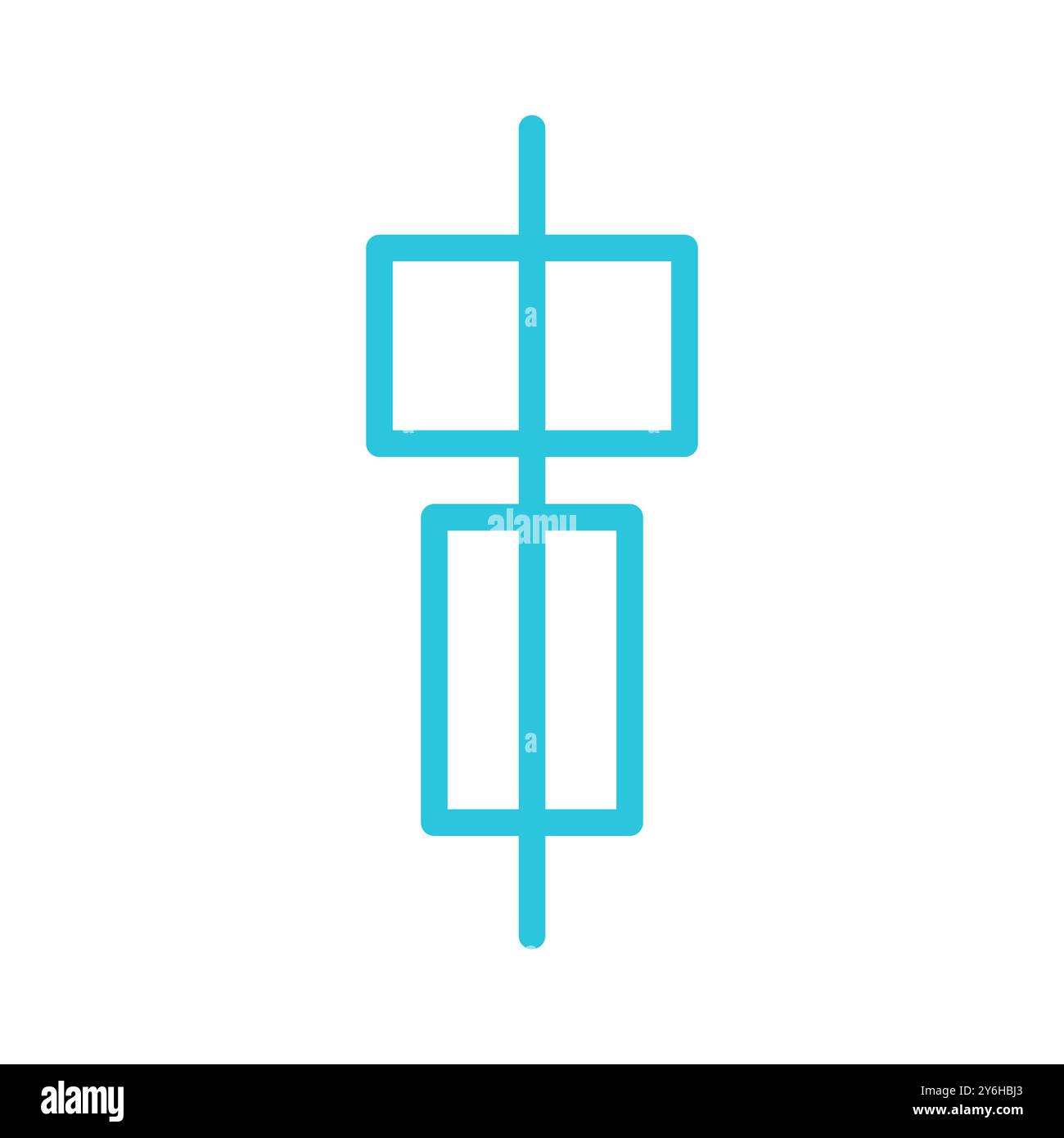 Vertical, objects align icon. Isolated on white background. From blue icon set Stock Vector