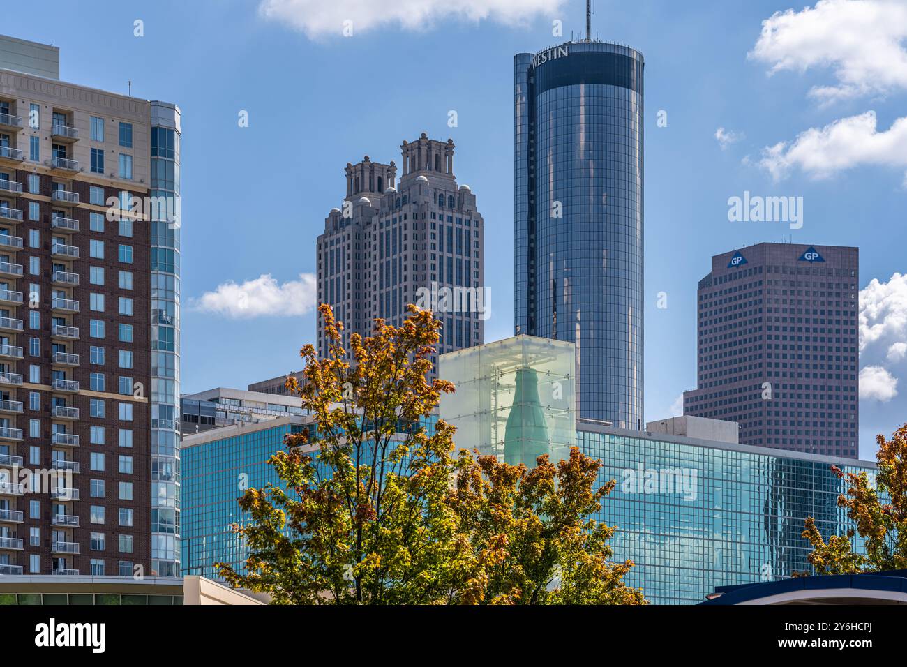 Atlanta city skyline from Pemberton Place in downtown Atlanta, Georgia. (USA) Stock Photo