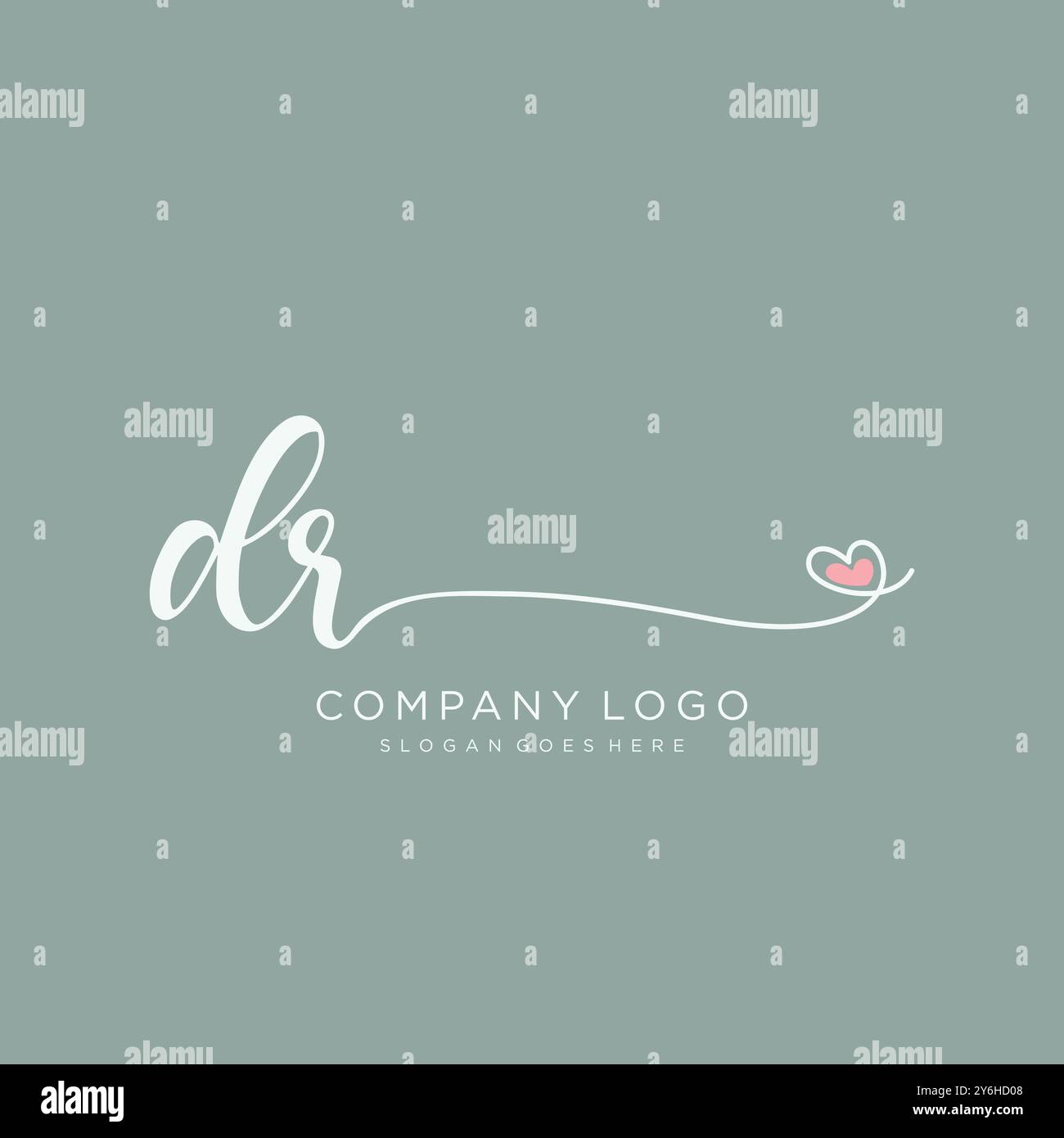 DR Initial handwriting logo design Stock Vector