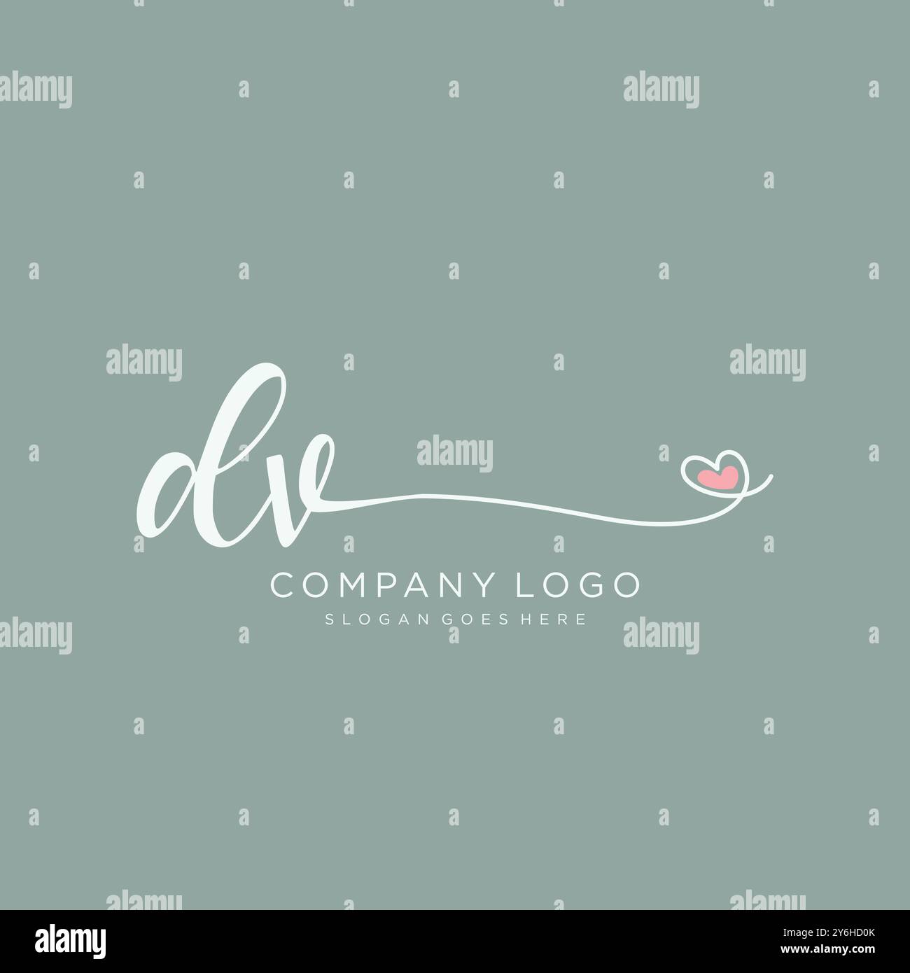 DV Initial handwriting logo design Stock Vector