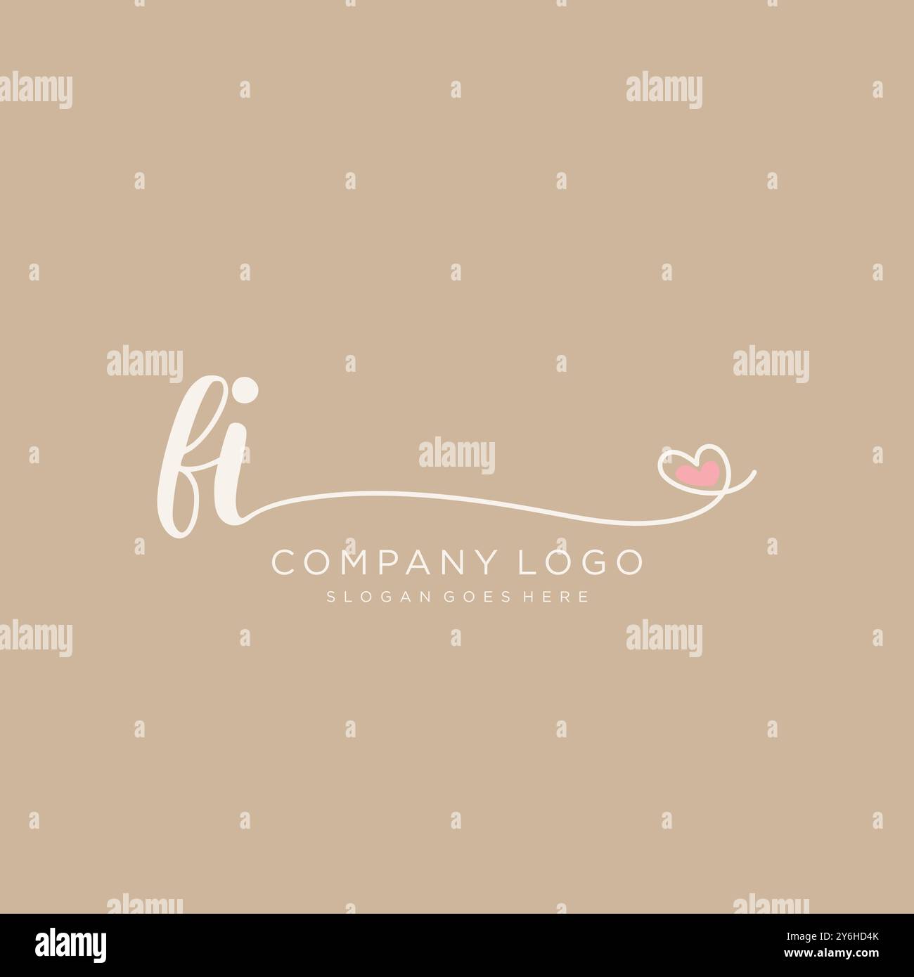 FI Initial handwriting logo design Stock Vector
