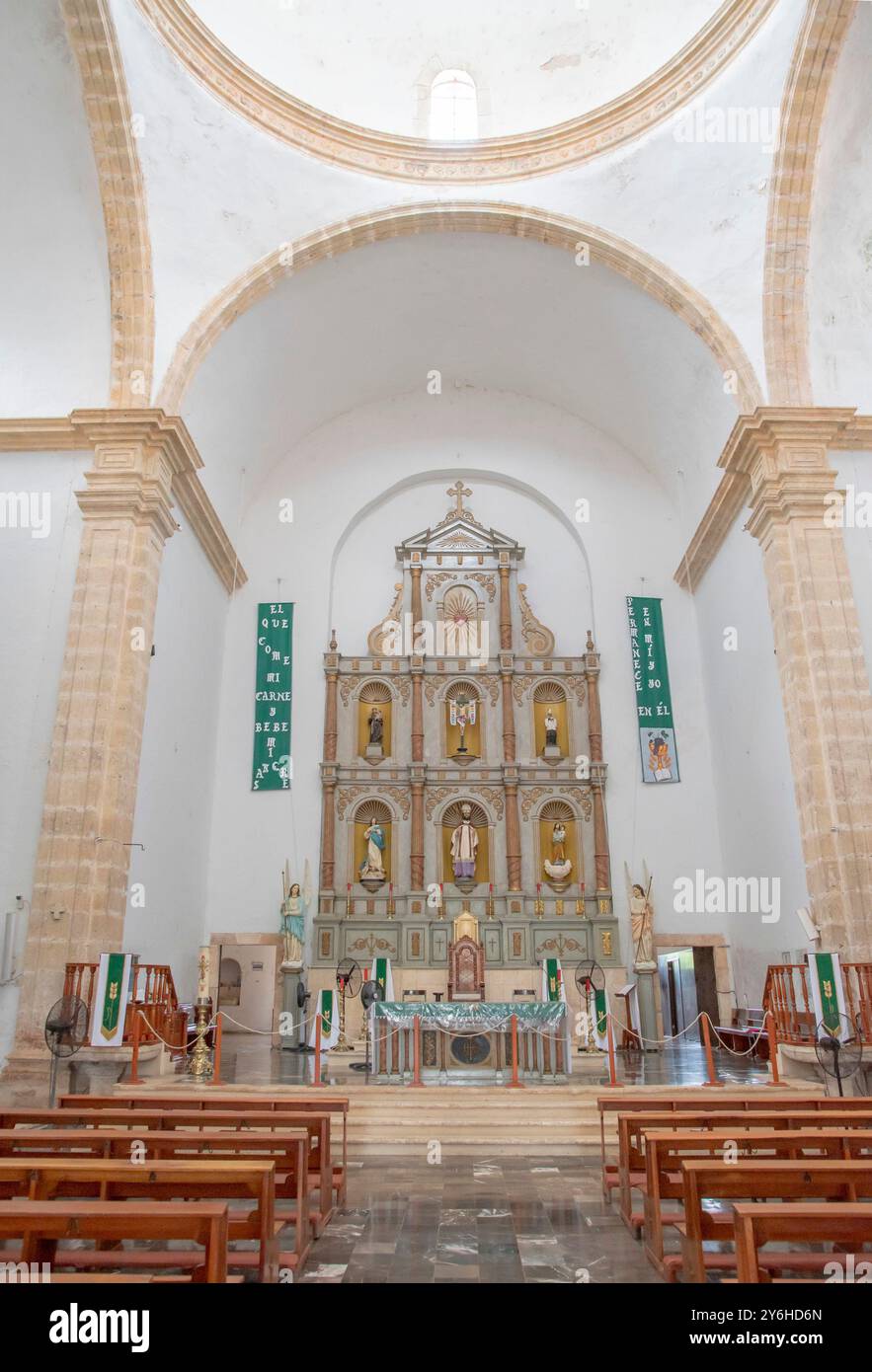 Interior at Iglesia de San Servasio church in Valladolid Yucatan Mexico ...