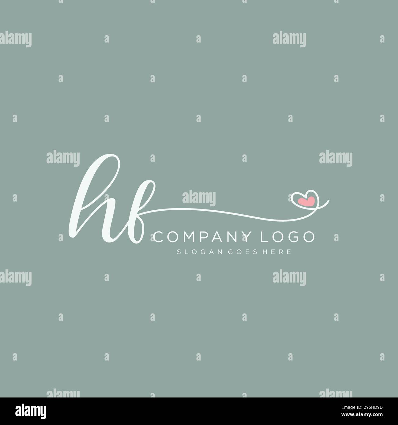 HF Initial handwriting logo design Stock Vector