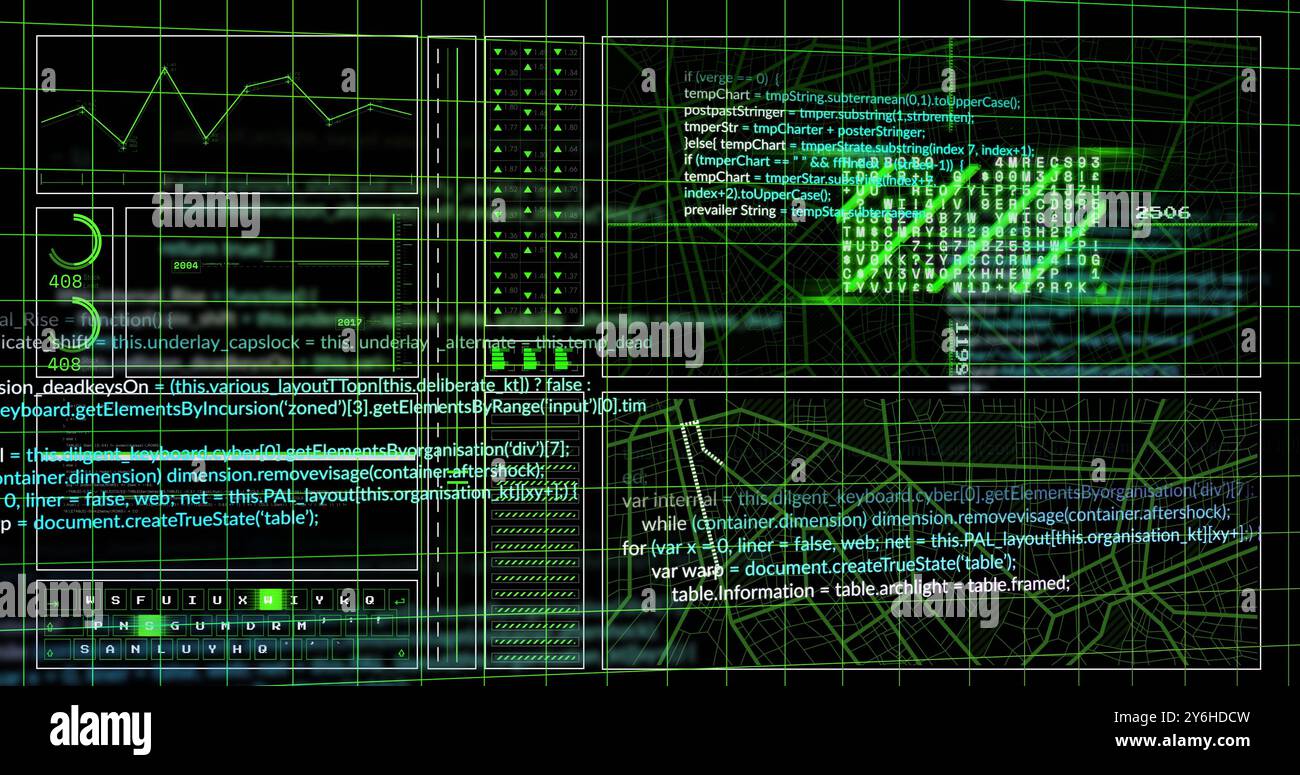 Image of data processing over black background Stock Photo