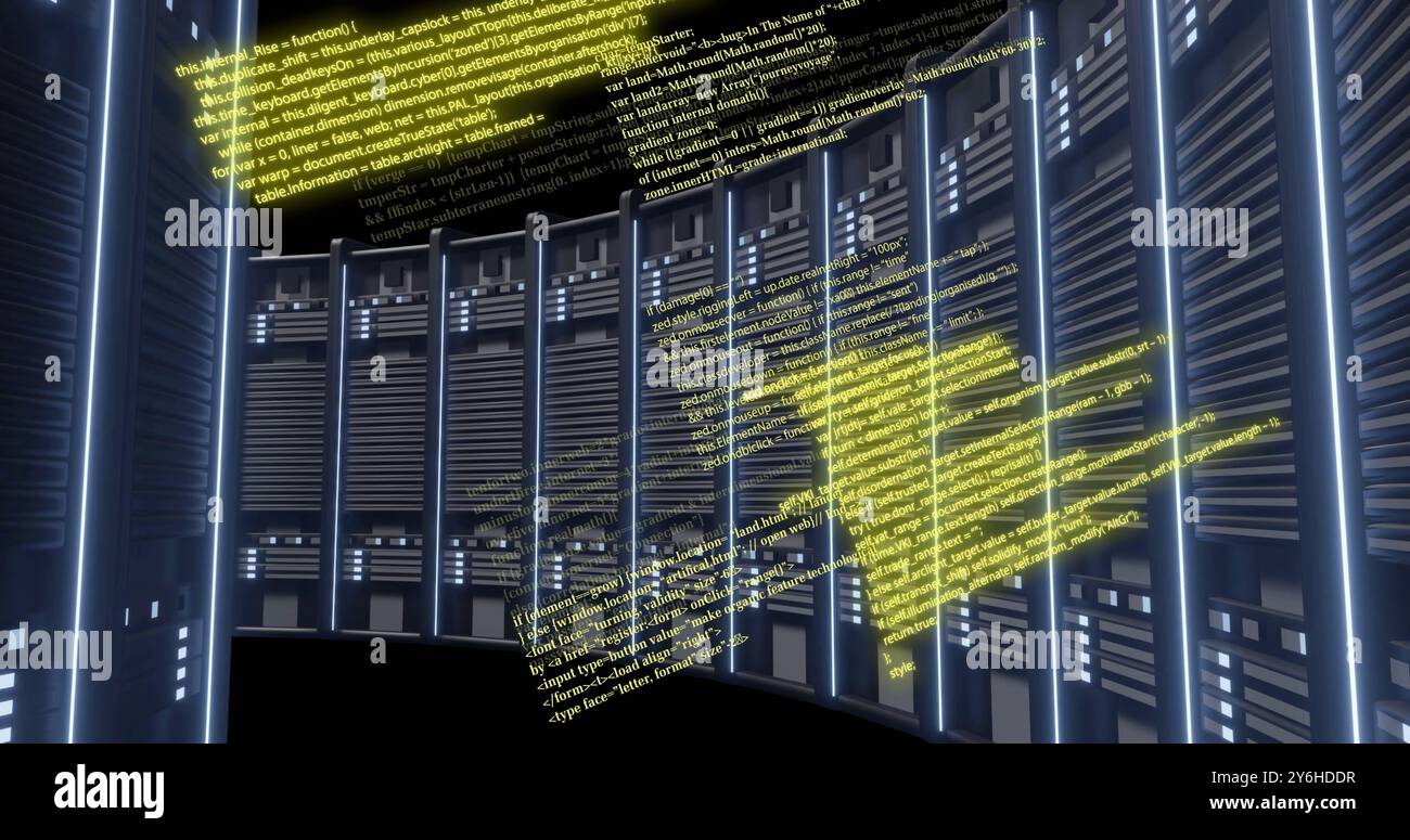 Image of digital data processing over computer servers Stock Photo