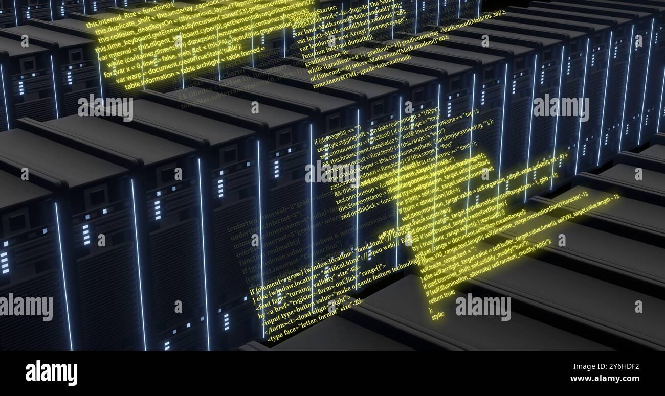 Image of digital data processing over computer servers Stock Photo