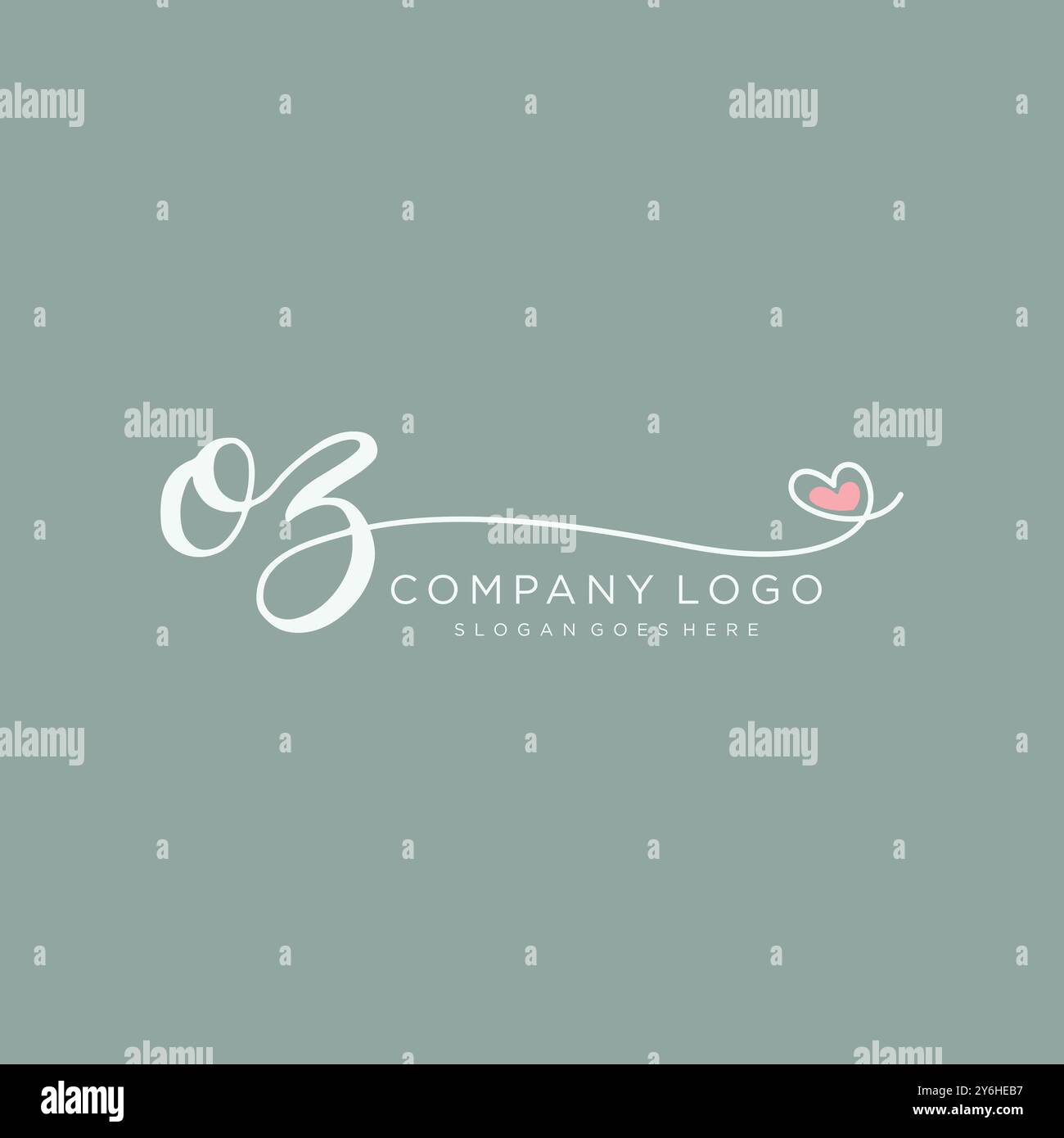 OZ Initial handwriting logo design Stock Vector