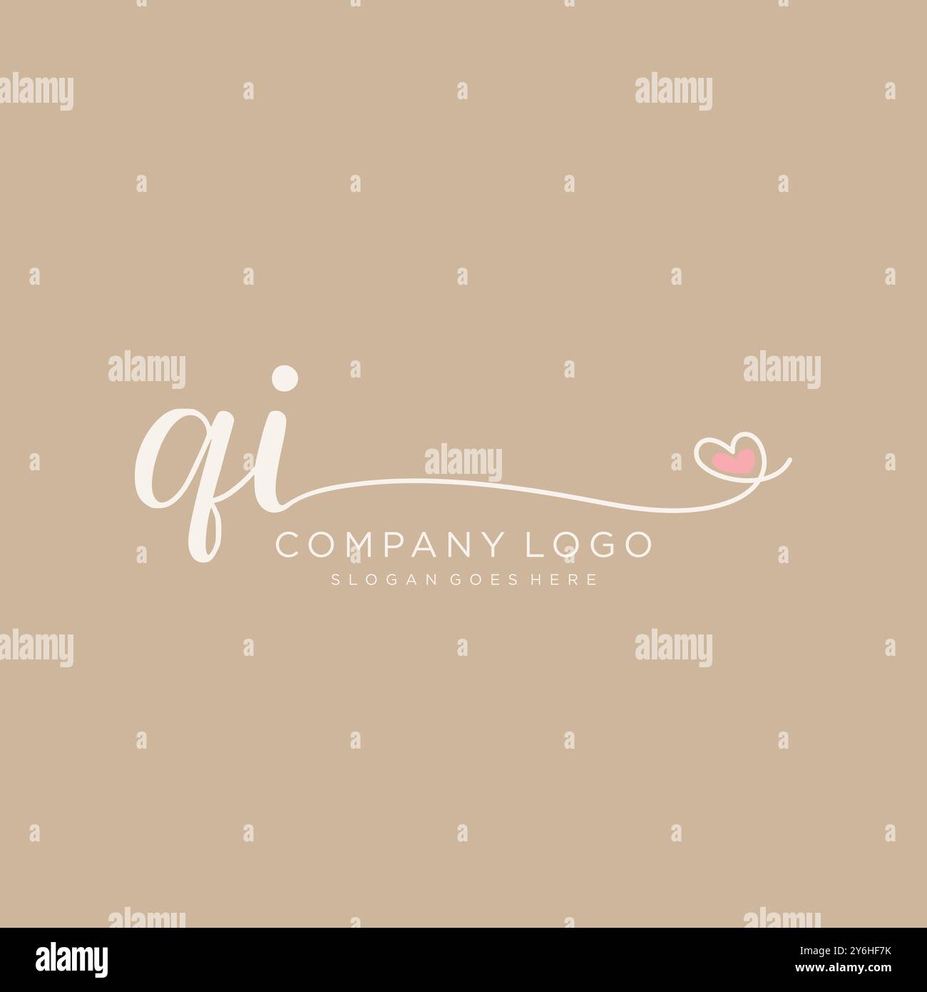 QI Initial handwriting logo design Stock Vector