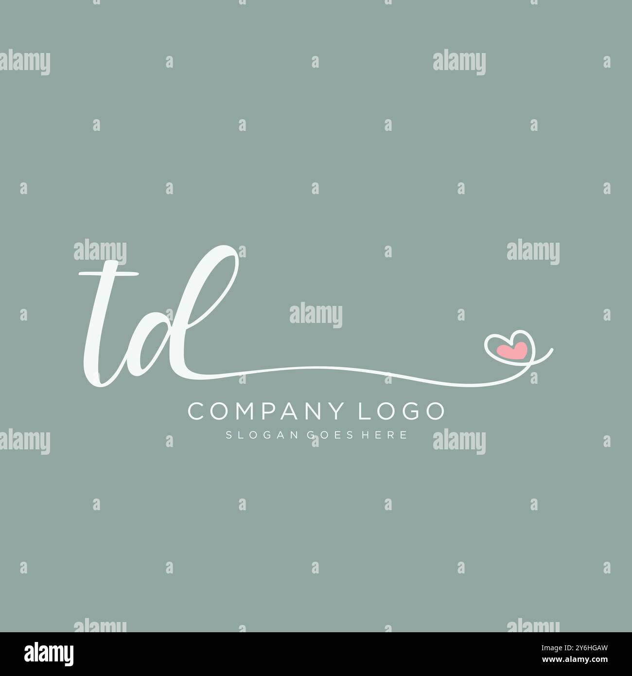 TD Initial handwriting logo design Stock Vector