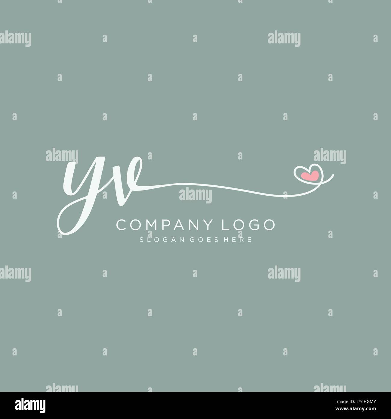 YV Initial handwriting logo design Stock Vector