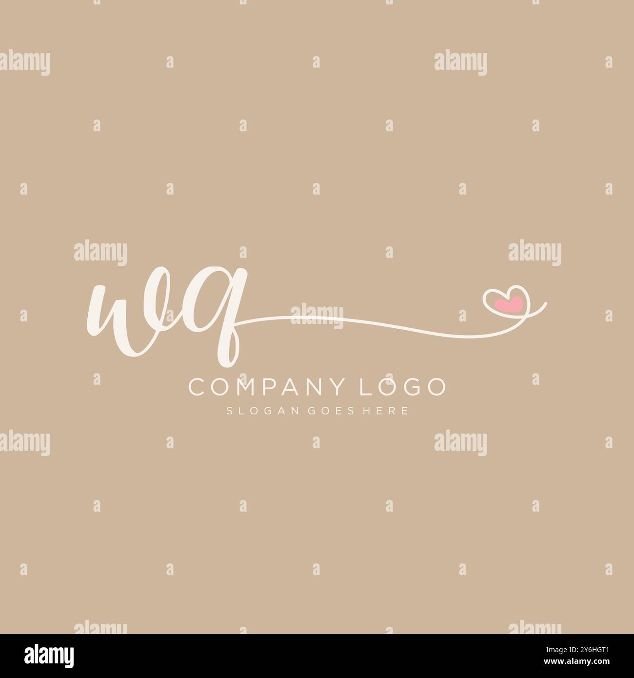 WQ Initial handwriting logo design Stock Vector