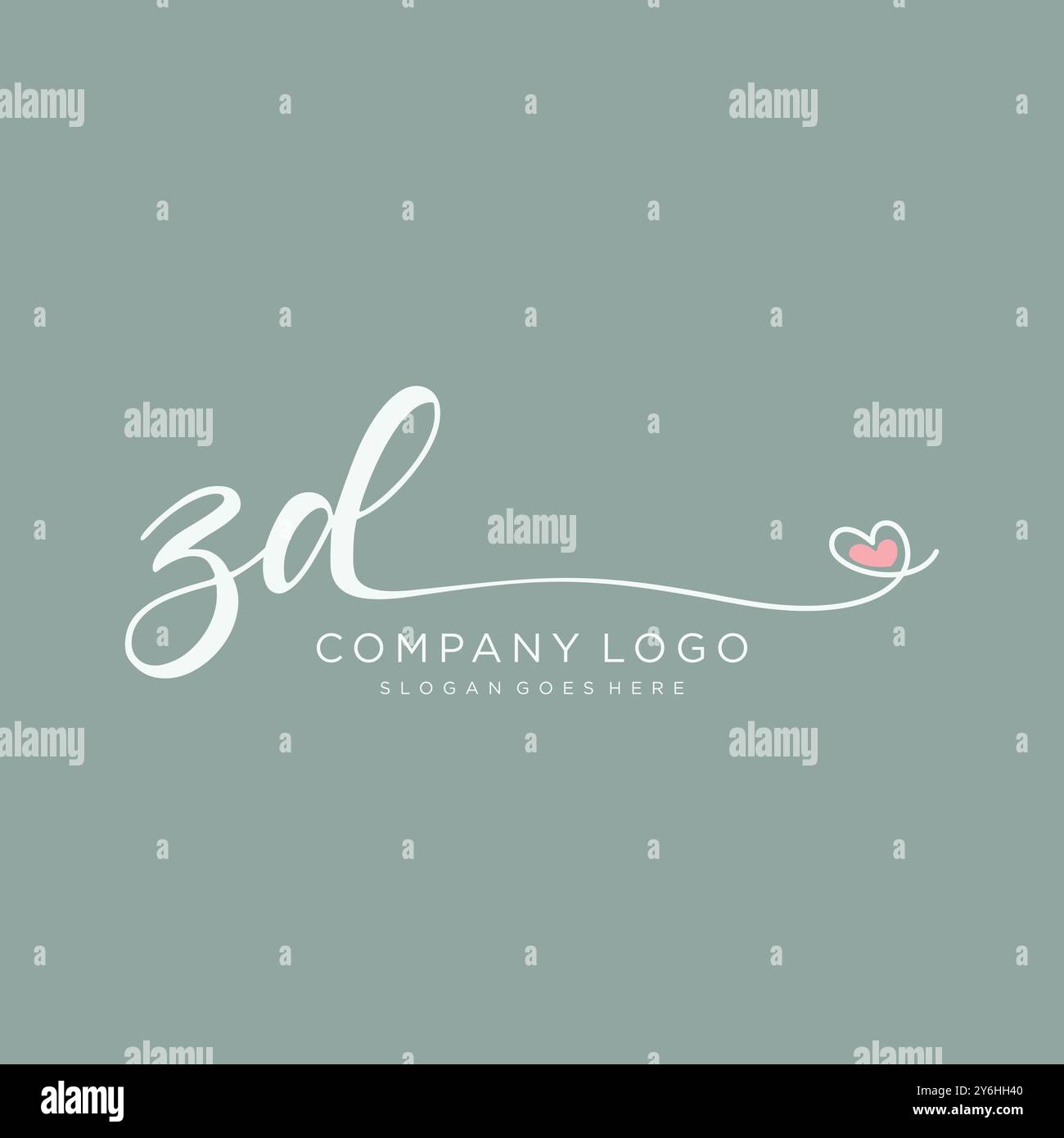 ZD Initial handwriting logo design Stock Vector