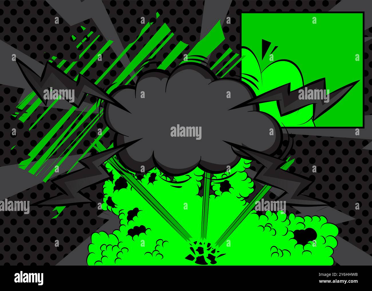 Cartoon green and black background, comic book backdrop. Retro vector ...