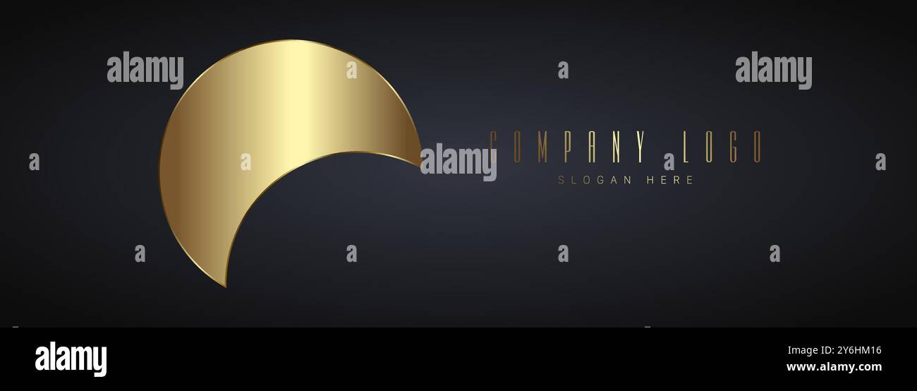 A dark Luxury circle Logo concepts in vector on dark background, Abstract golden circle in vector elegant company Logo design Stock Vector