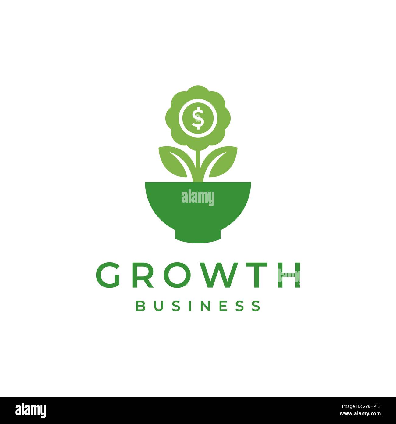 bowl with plant flower money growth finance business colorful modern simple minimal logo design vector icon illustration Stock Vector