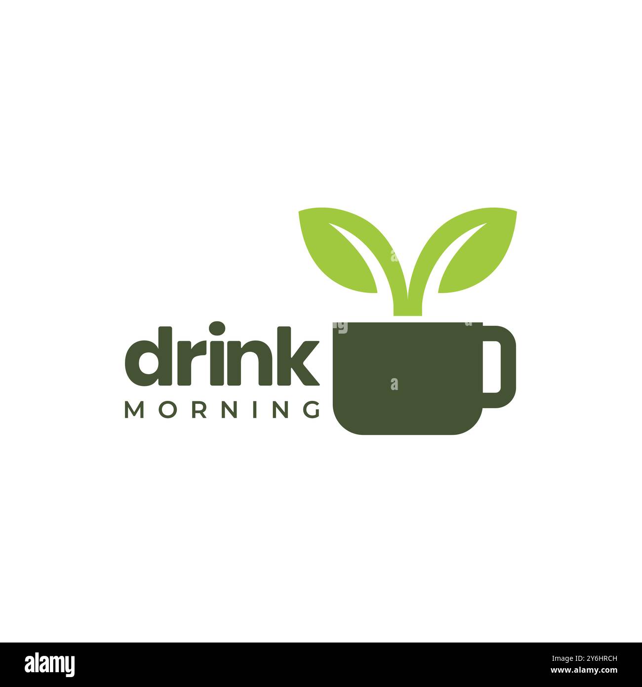 tea leaf drink cup morning flat clean modern simple colorful logo design vector icon illustration Stock Vector