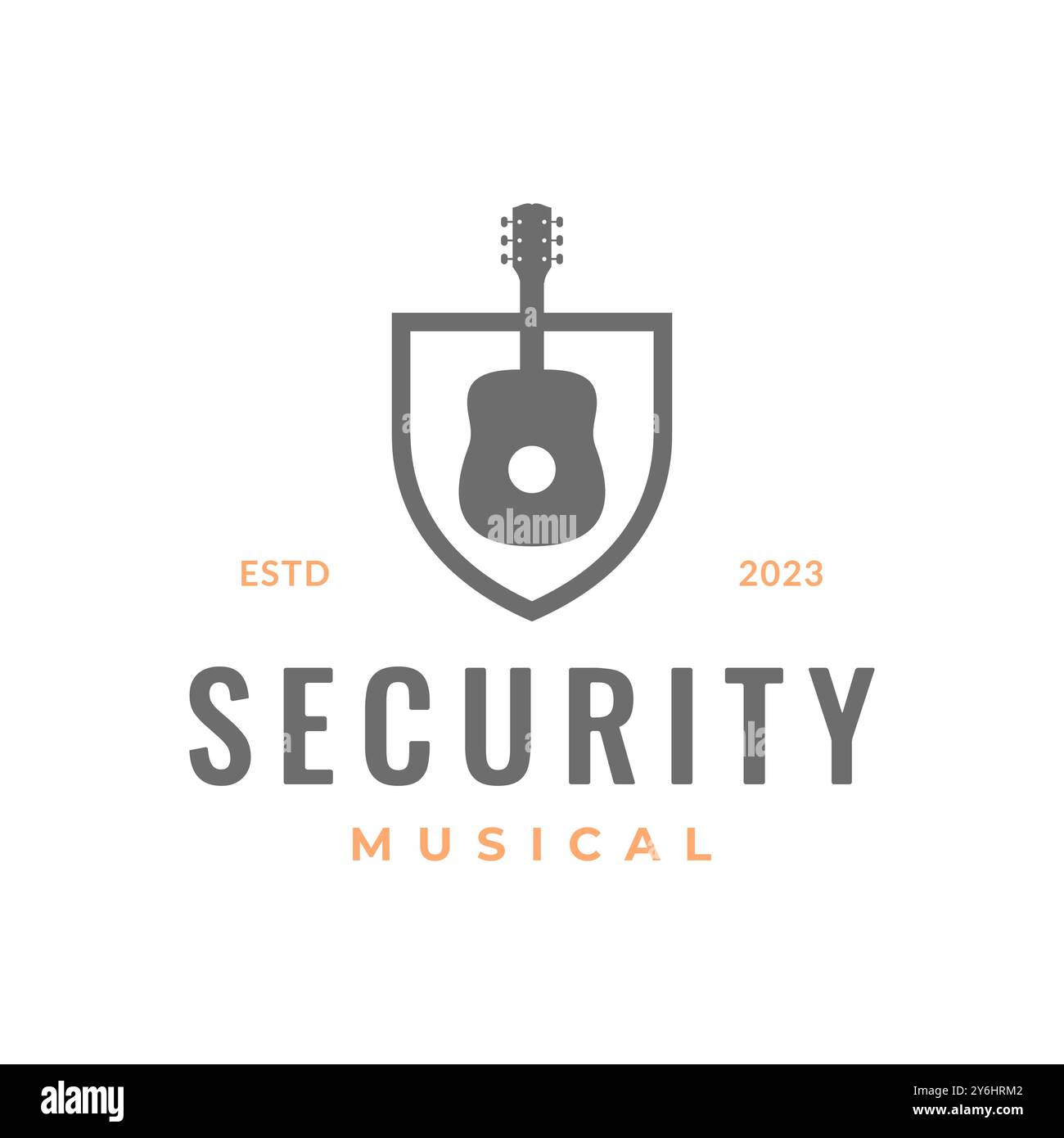 guitar security guard protection simple logo design vector icon illustration Stock Vector