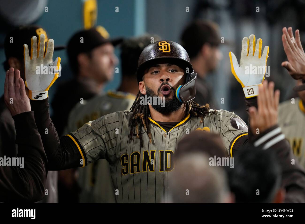 San Diego Padres' Fernando Tatis Jr. celebrates after hitting a home ...
