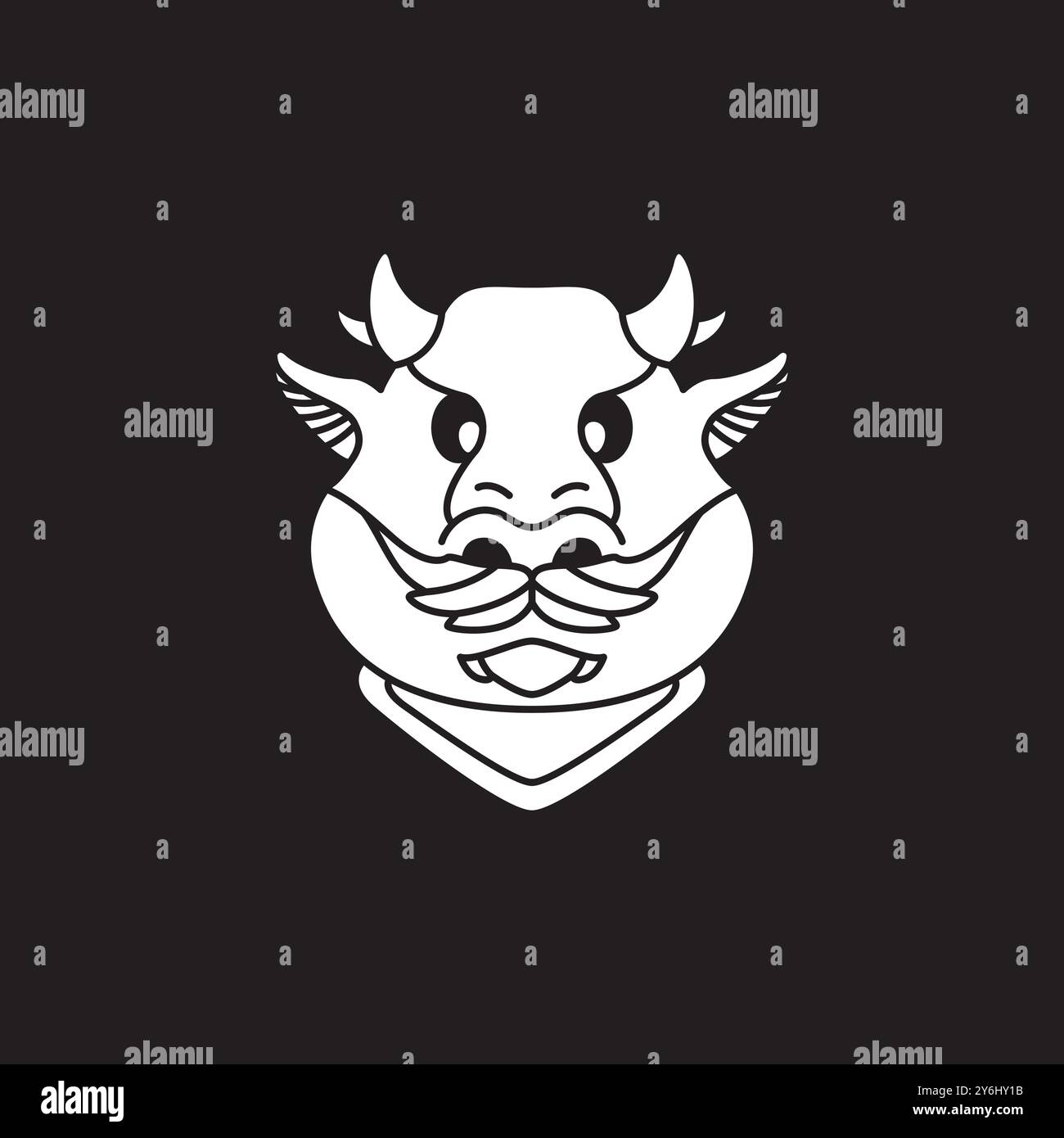 head dragon cartoon old logo design vector Stock Vector
