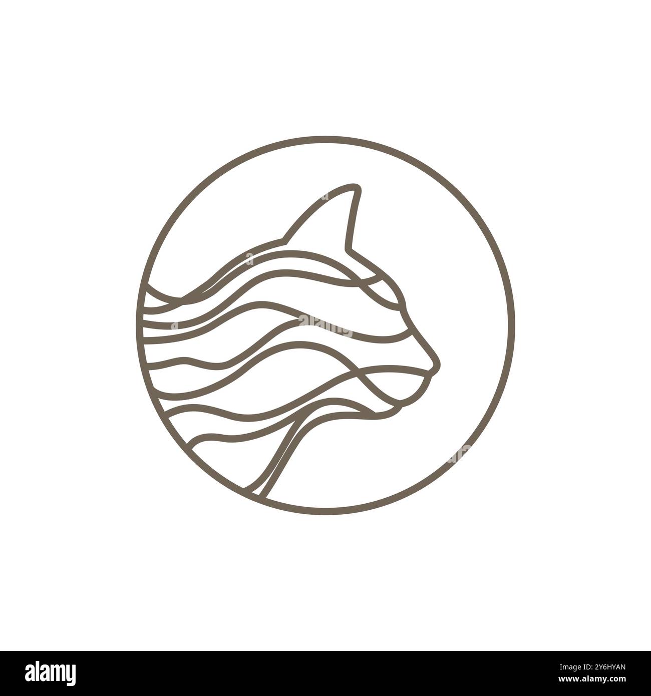 cat head with circle animal face line logo design vector Stock Vector