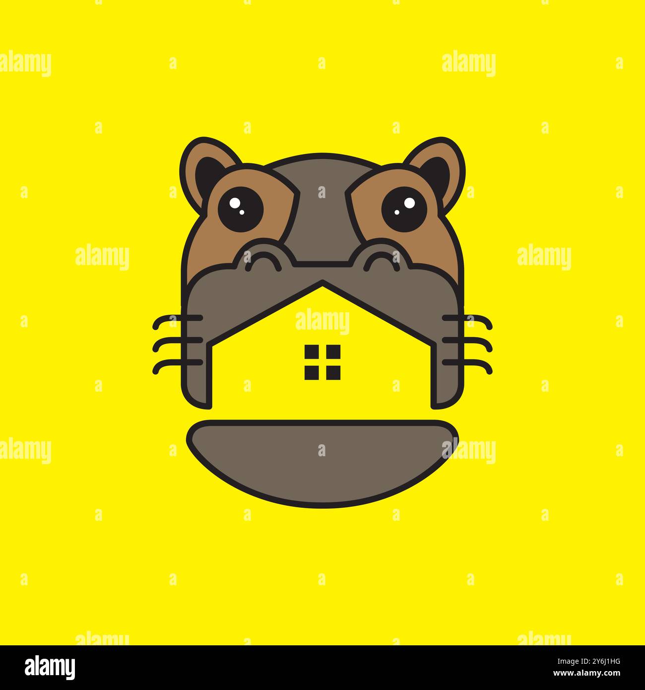 cute hippo head cartoon line logo design vector Stock Vector