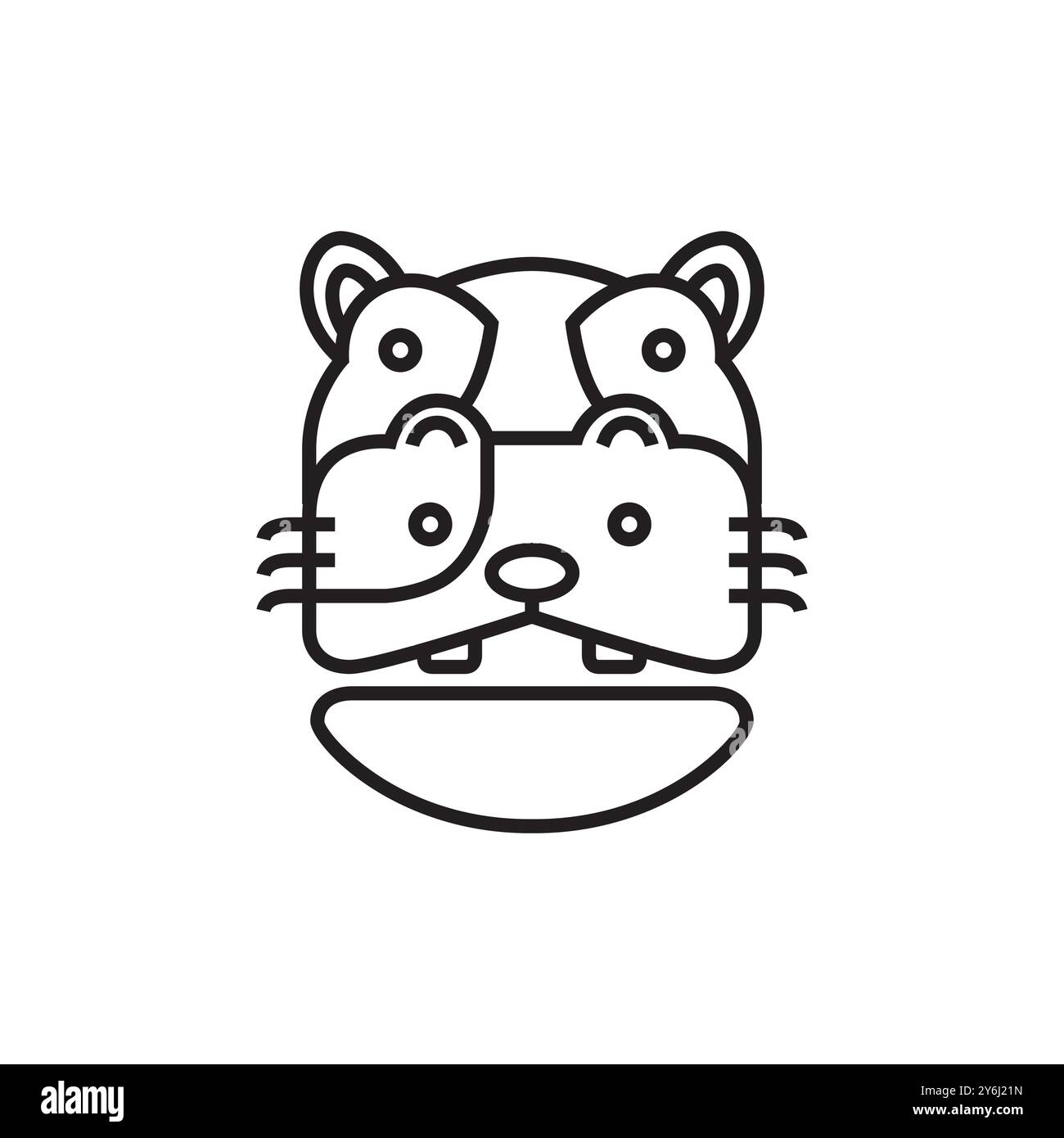 cute hippo head cartoon line logo design vector Stock Vector