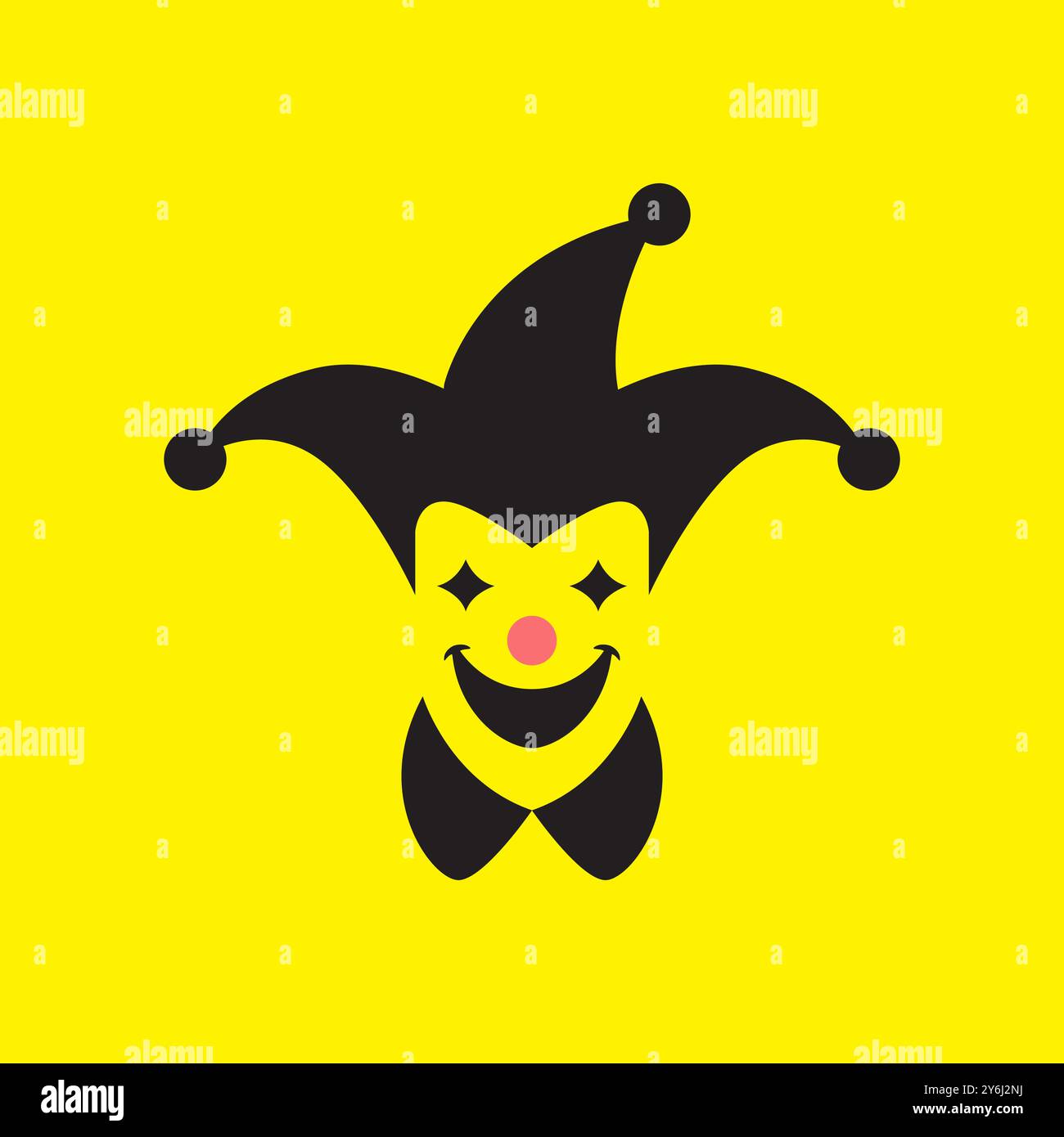 joker clown head happy face logo design flat vector Stock Vector