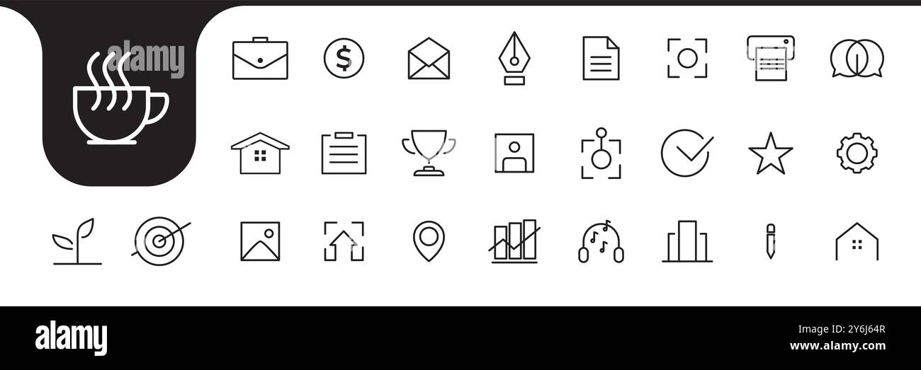 things in the office icon set design vector Stock Vector
