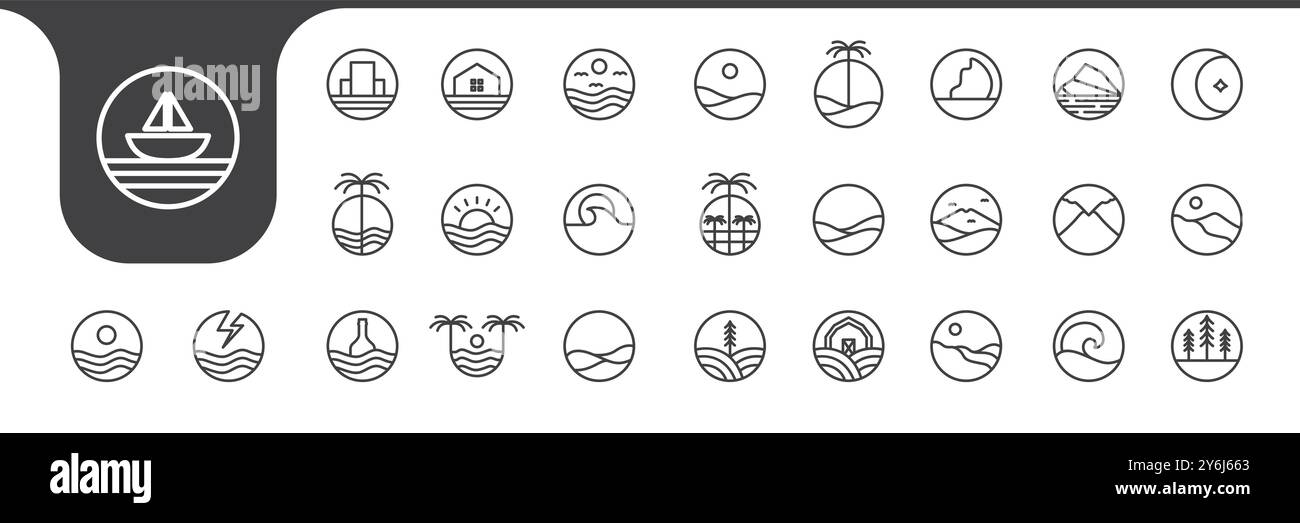 outdoor place line icon set design vector Stock Vector