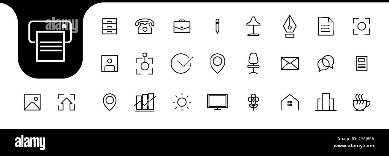 things in the office icon set design vector Stock Vector