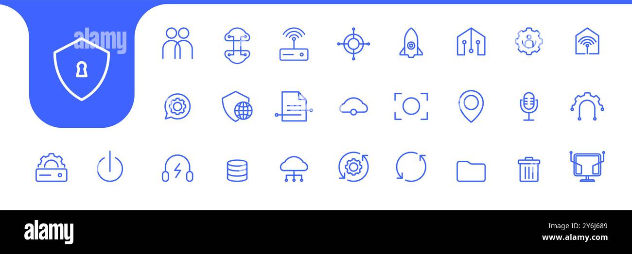 connection computer tools line set icon design vector Stock Vector