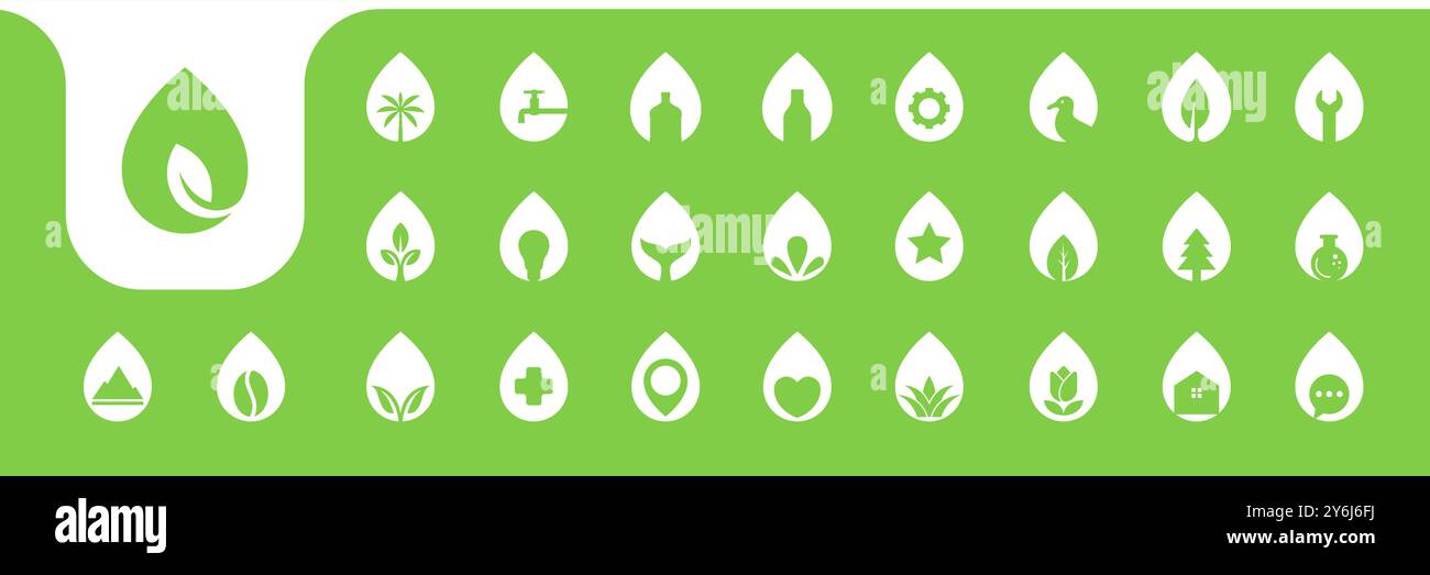 drop water nature plant flat icon logo design vector Stock Vector