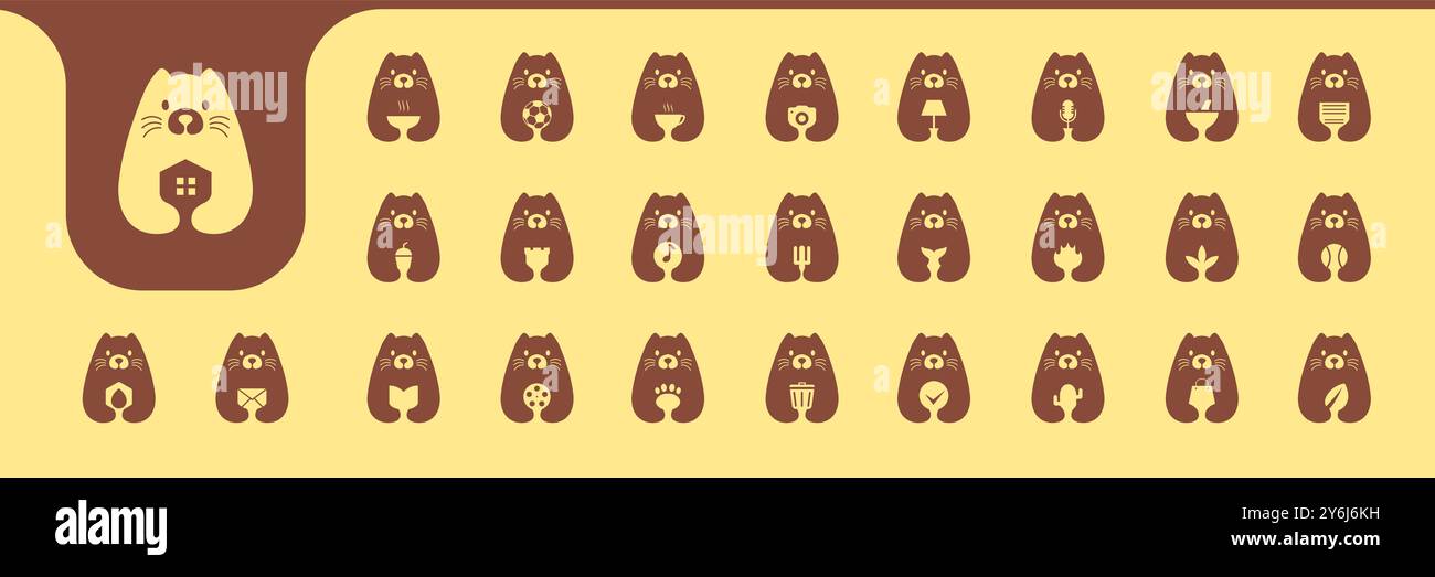 otter cute mascot flat modern icon collection logo design vector Stock Vector
