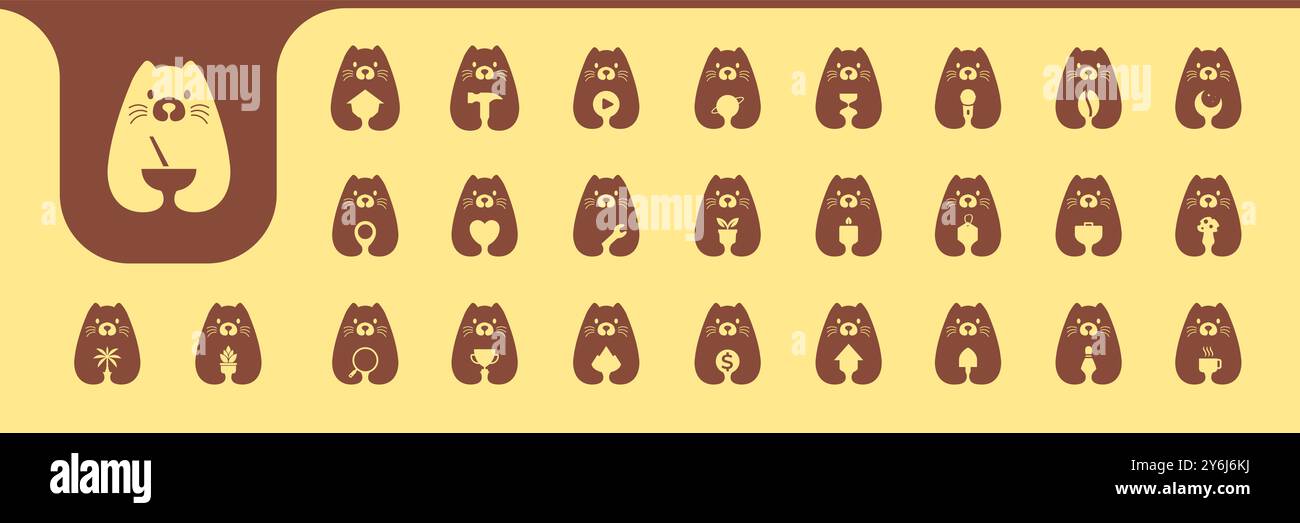 otter cute mascot flat modern icon collection logo design vector Stock Vector