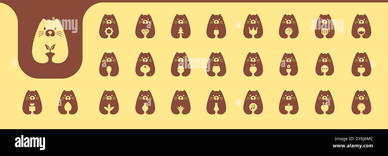 otter cute mascot flat modern icon collection logo design vector Stock Vector