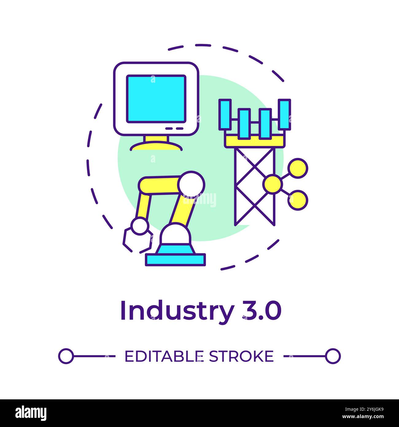 Industry 3.0 multi color concept icon Stock Vector