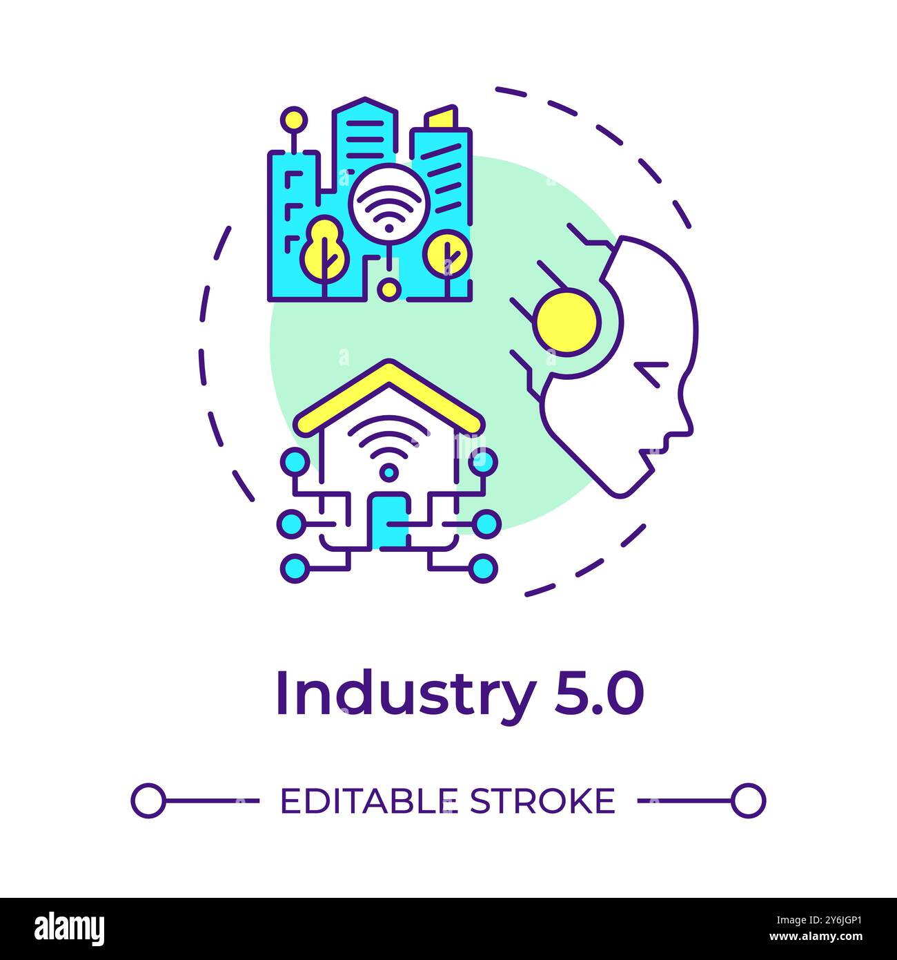 Industry 5.0 multi color concept icon Stock Vector