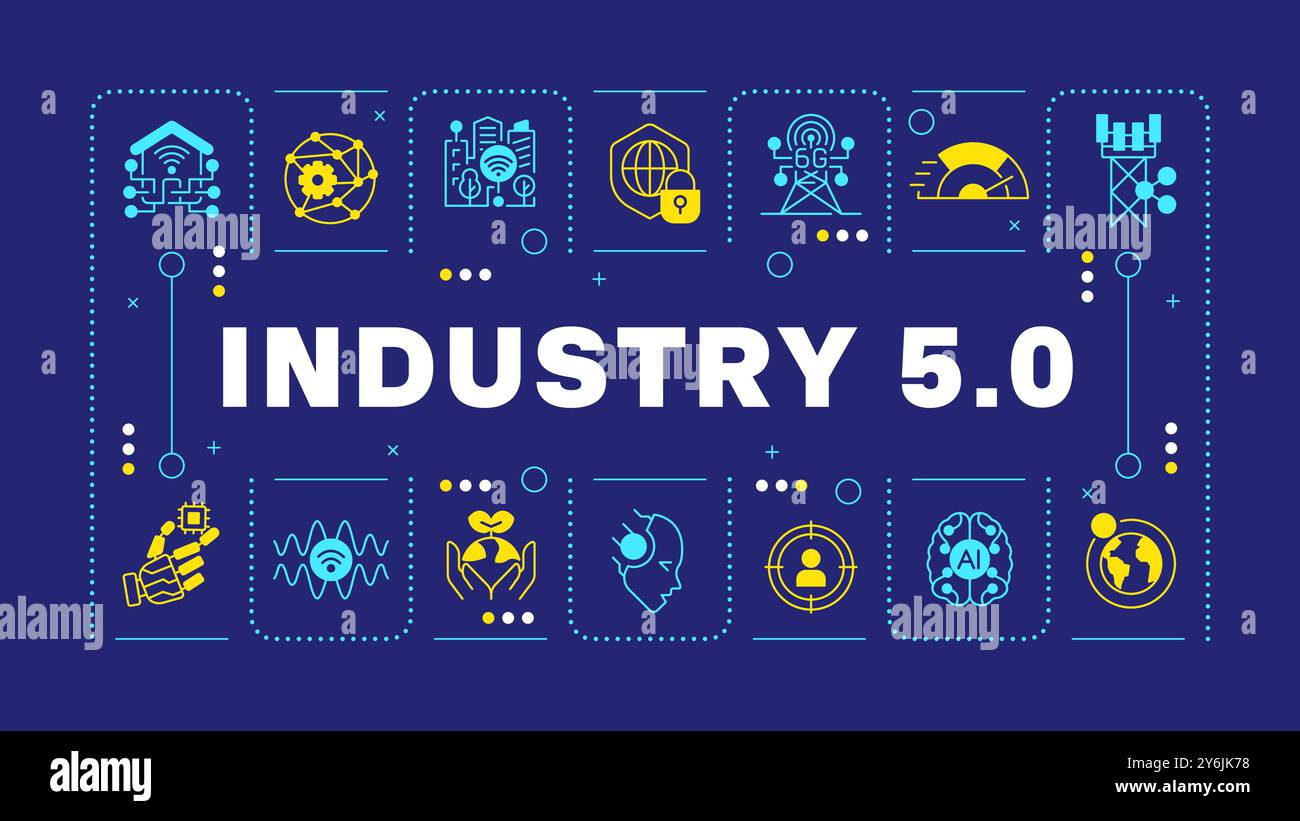 Industry 5 dark blue word concept Stock Vector