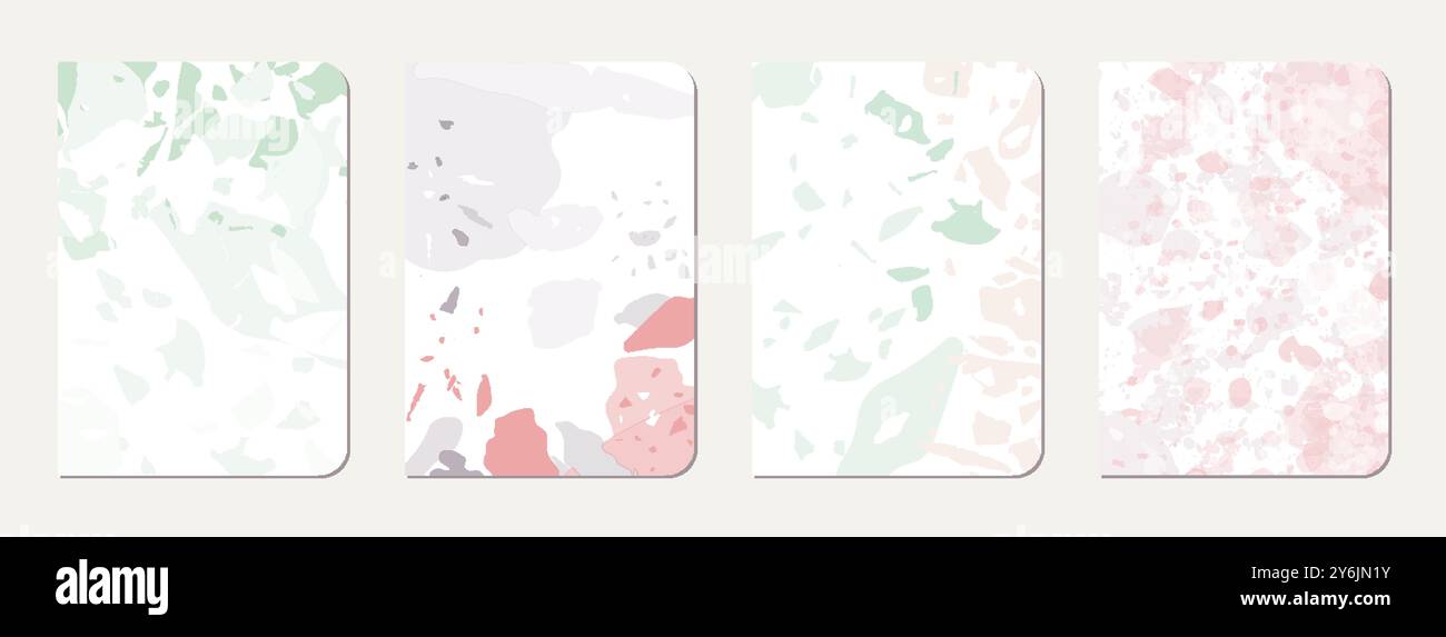 Note book cover design. Terrazzo abstract background made of natural ...