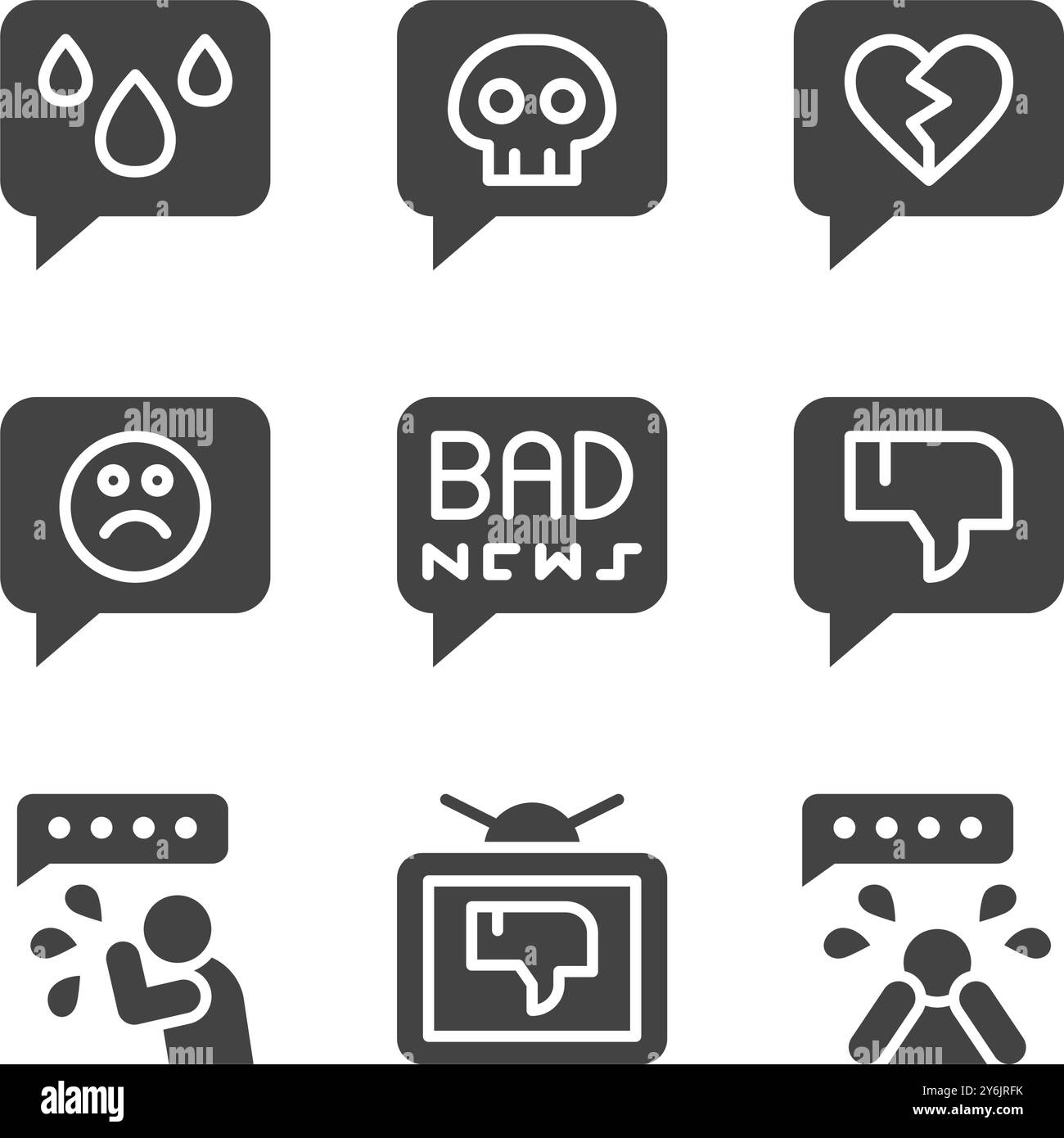 bad news solid icon set,vector and illustration Stock Vector