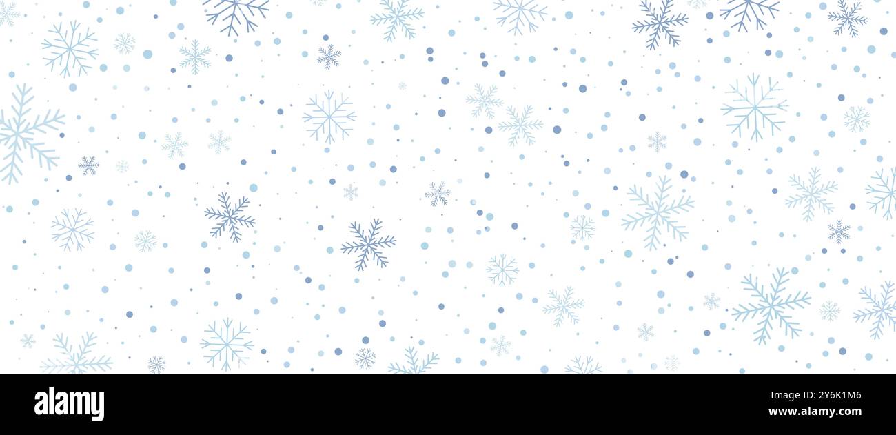 Horisontal background with snowfall. Stock Vector