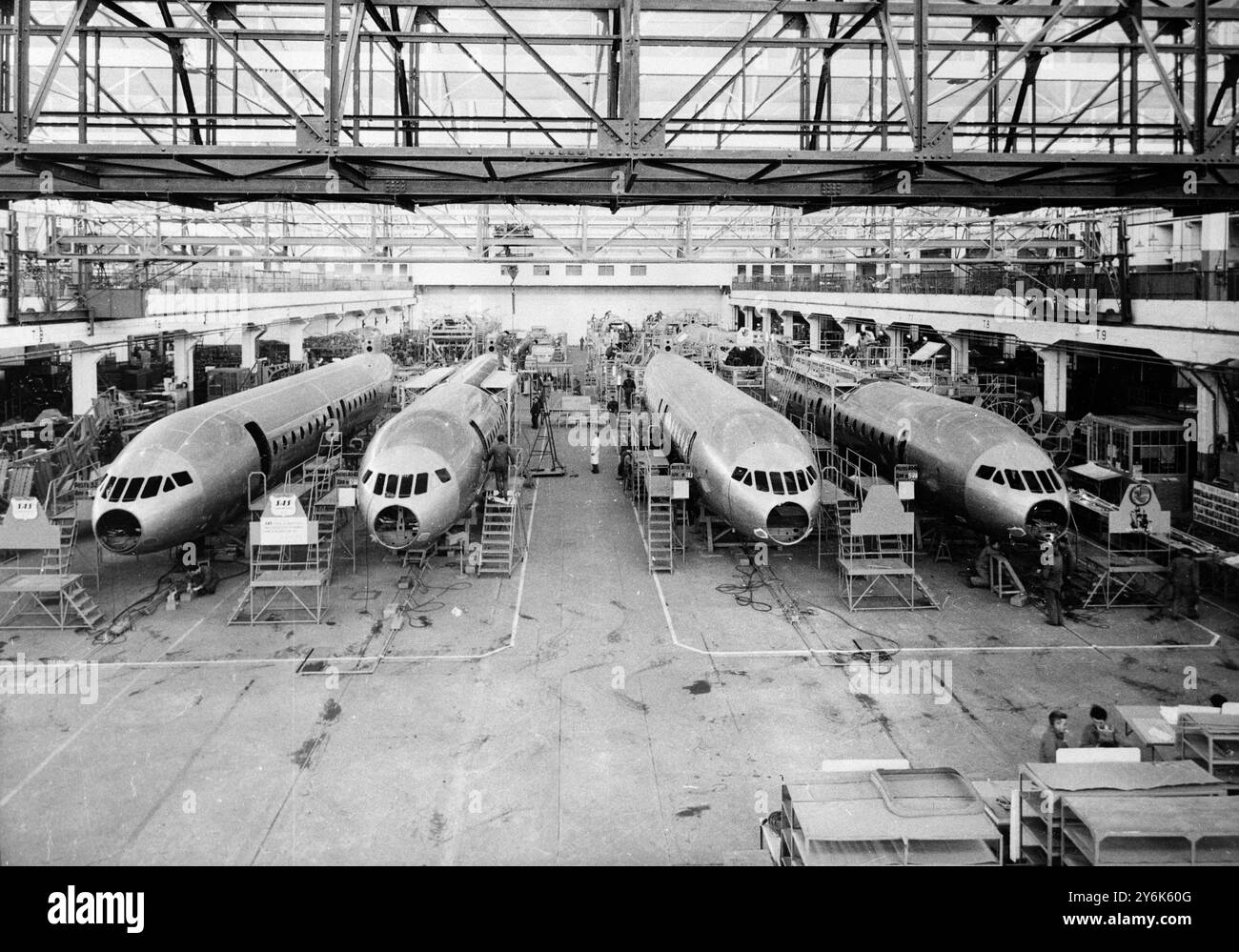 Toulouse , France Sub - Aviation works at Toulouse France Caravelle Jet Airliners .  26 March 1958 Stock Photo