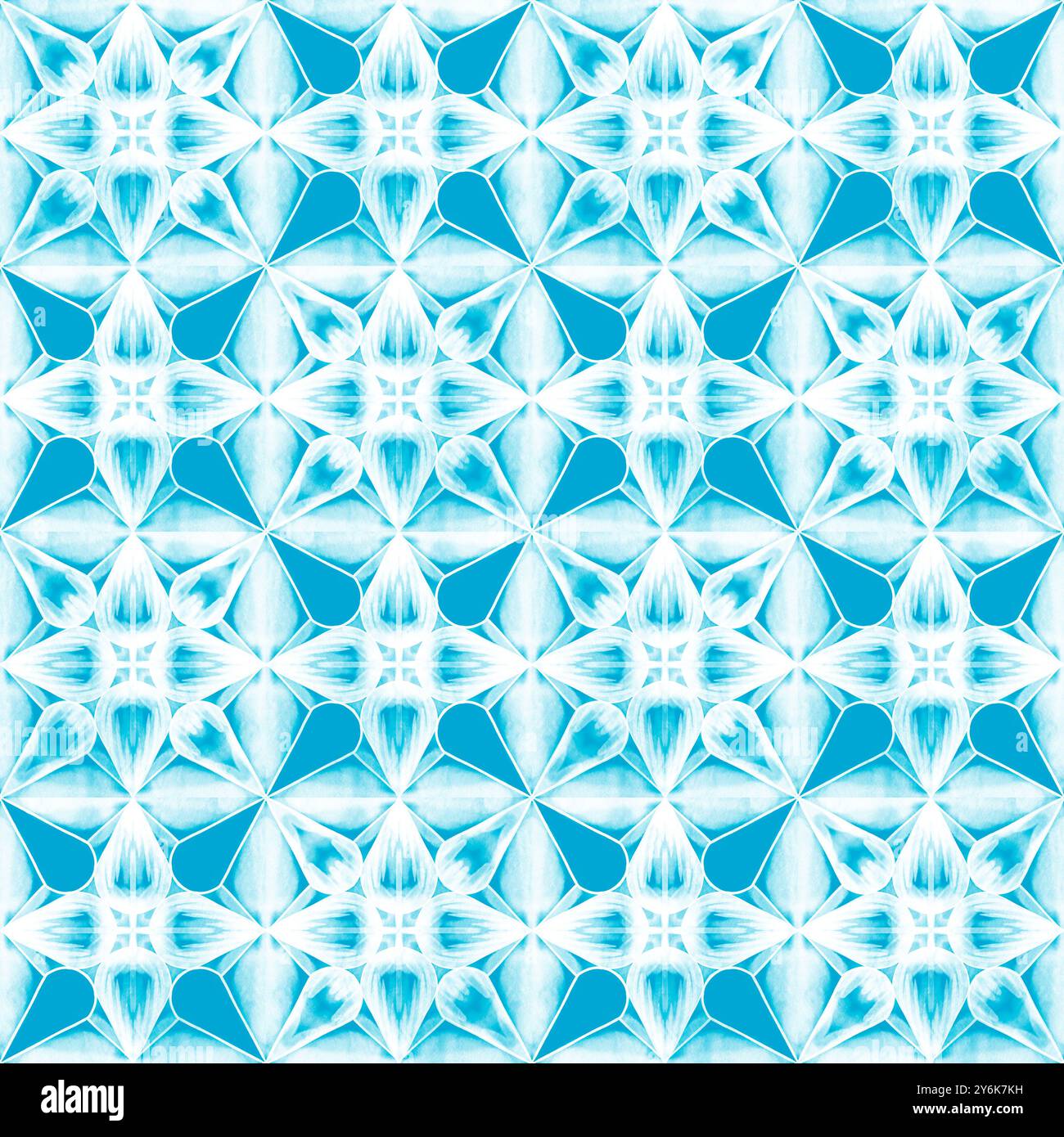 kaleidoscopic blue geometric seamless pattern Stock Photo