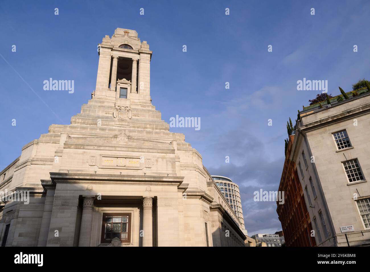 Exterior of the Art Deco-style Freemasons' Hall, which is the headquarters of the United Grand Lodge of England and the Supreme Grand Chapter of Royal Stock Photo