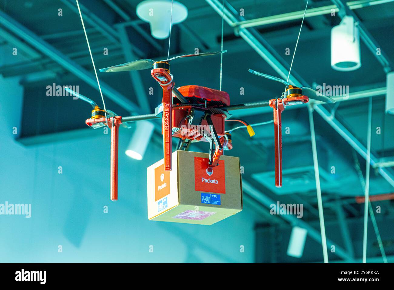 United Arab Emirates, Dubai, Expo 2020.Parcel delivery by drone. Packeta, Zásilkovna company Stock Photo