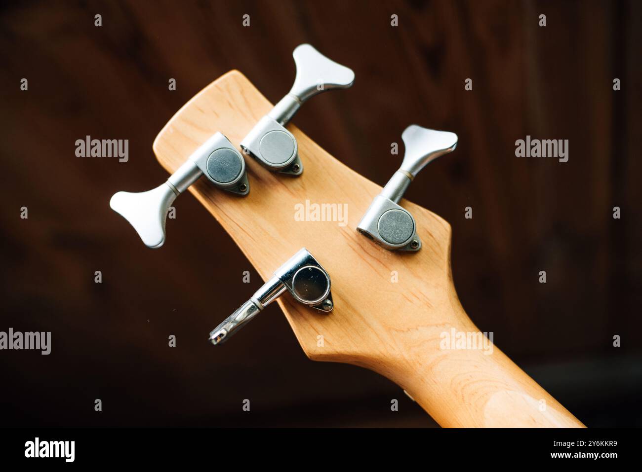 guitar tuning pegs on a dark background Stock Photo