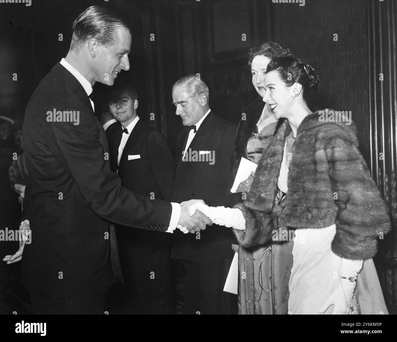 Beryl Grey and the Duke of Edinburgh shake hands at the Empire Theatre ...