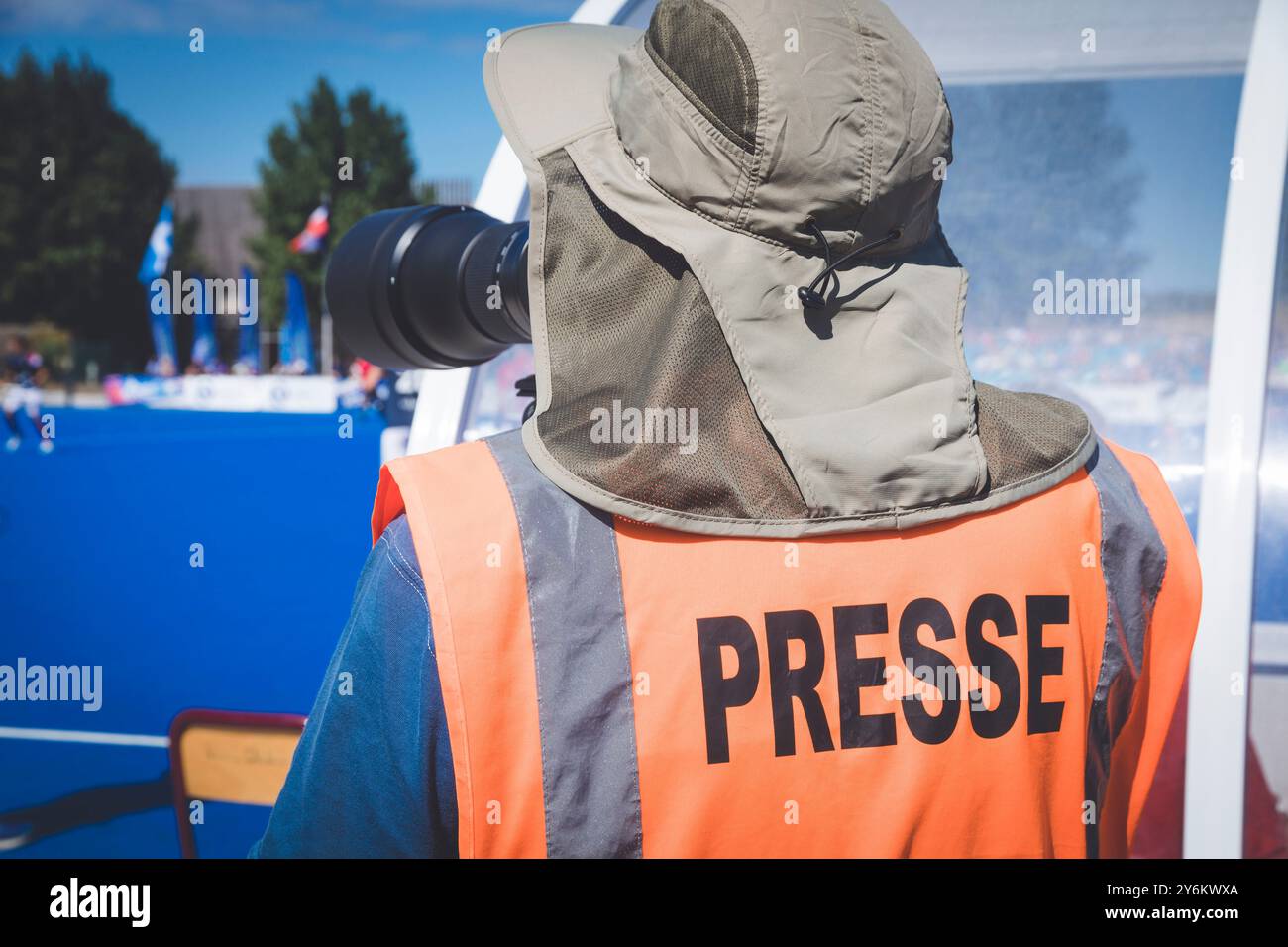 Sports press photographer Stock Photo