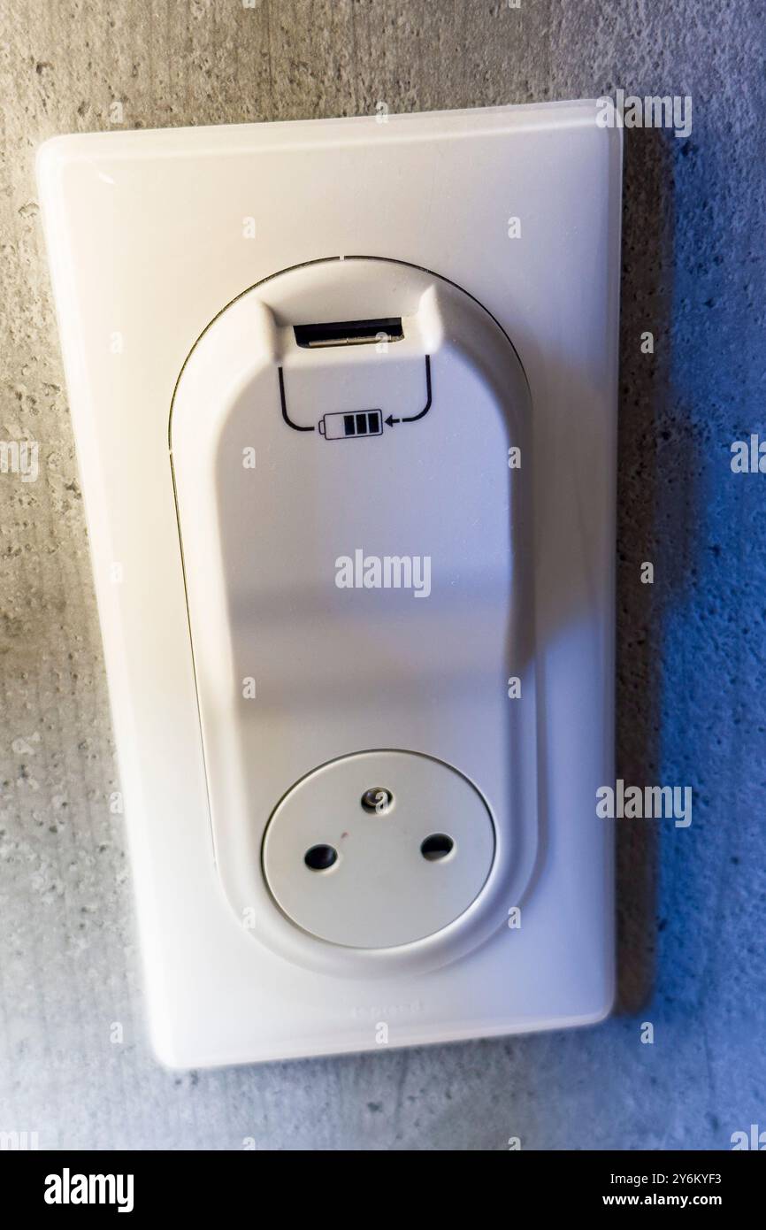 Power socket with USB Stock Photo